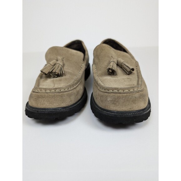 LL Bean Tasseled Leather Loafers Moccasins Women 7 M Tan Suede Rubber Soles - Picture 4 of 10